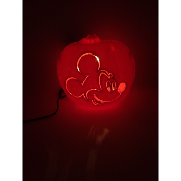 Disney Mickey Mouse Light Up Plastic Pumpkin Cut Out Profile Halloween Decor - Picture 1 of 9